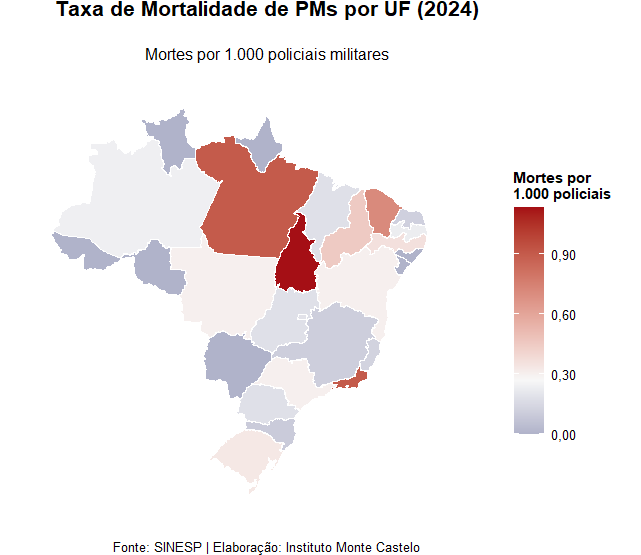 Índice de mortalidade policial por estado (2024)